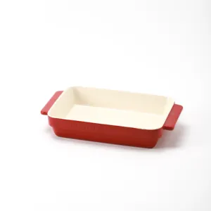Ceramic baking bread cheese cake pan red rectangular oval casserole dish set bakeware with lid
