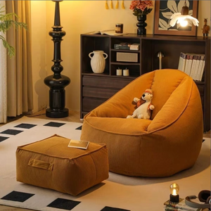 Canapé paresseux avec pouf, fauteuil pouf moderne minimaliste style tatami pour salon, chambre, balcon - Product Image 4