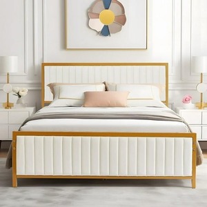 Cadre de lit en métal incurvé moderne Twin XL avec rangement, sommier pour matelas simple, idéal pour hôtels et auberges - Product Image 1