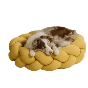 Tempat tidur Sofa hewan peliharaan, tempat tidur hewan peliharaan mewah dapat dilepas nyaman bulat dua sisi aksesori bernapas tempat tidur Sofa anjing sarang anjing persegi panjang besar