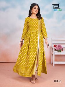 Nueva colección de bodas y fiestas Rayon Kurtis Ropa india y pakistaní para exportación Venta Long Kurti - Product Image 5