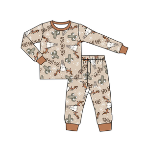 Pre-ordine: Set Pigiama Natalizio per Bambini Stile Cowboy Occidentale, Motivo Cactus e Agnello, Maniche Lunghe, 2 Pezzi, Outfit per Bambine - Product Image 3