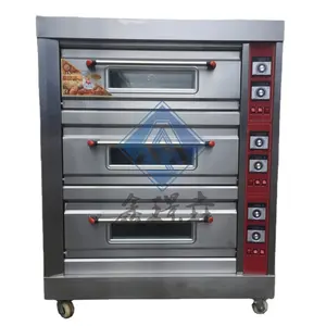 披萨燃气烤箱炉3甲板6托盘 + 9托盘打样商用燃气甲板烤箱