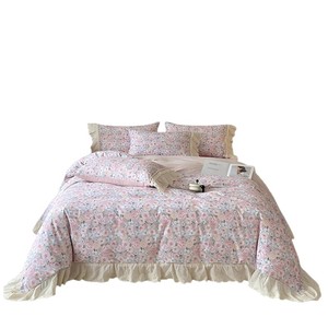 All-Cotton Brushed Printed Four-Piece <b>Bedding</b> <b>Set</b> French Style Floral Pattern Autumn Winter Warm Breathable - Product Image 3