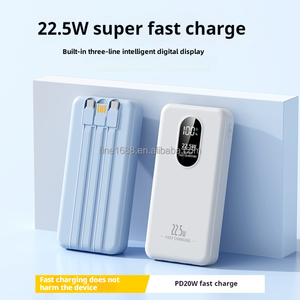 Nouvelle batterie externe portable 20000mAh avec écran numérique Type-C 22.5W USB Câble intégré à trois fils pour une charge rapide - Product Image 4