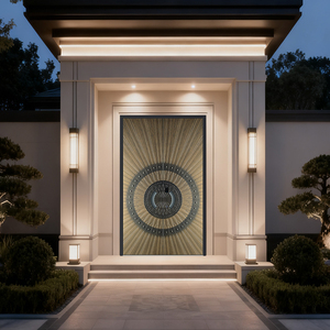 Portes d'entrée extérieures modernes de luxe YUDON DOOR, en aluminium, insonorisées, imperméables, ignifuges, doubles entrées pour résidences - Product Image 2