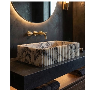 Luxury Natural Stone Custom Marble Square Basin Modern Vanity Wash for <b>Bathroom</b> Decoration - Product Image 1