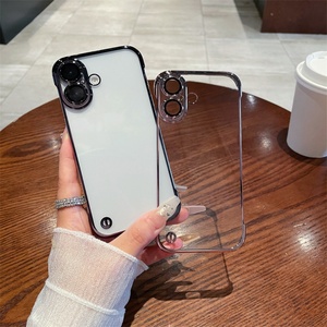 <b>For</b> iPhone 16 Plating Frameless <b>Camera</b> Protector Clear Phone Case <b>for</b> iPhone 16 Pro Max Ultra Thin Transparent <b>PC</b> Cover - Product Image 3