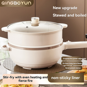 Wok Eléctrico de Gran Capacidad de 5L con Control Digital, Olla Interior de Cerámica Esmaltada, Fácil de Usar, Tapa de Vidrio Templado, 1350W, para el Hogar - Product Image 1