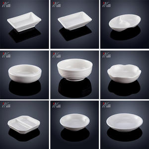 Juego de recipientes para condimentos de cerámica blanca pura para vajilla de cocina de hotel, duradero y apto para microondas. - Product Image 1