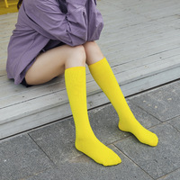 Nouvelles chaussettes longues de style coréen pour l'automne et l'hiver, chaussettes de mollet couleur bonbon, chaussettes hautes jusqu'aux cuisses