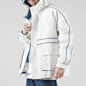 Logo personnalisé Contraste Couleur <span class=keywords><strong>Pas</strong></span> <span class=keywords><strong>Cher</strong></span> Hommes Coton À Capuche Zippé Poches Cargo Décontractés <span class=keywords><strong>Veste</strong></span> Coupe-Vent - Product Image 2