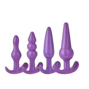 Kleine Sexspielzeug 4pcs schwarz rosa lila Silikon tpe Anal Plug für Frauen