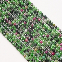 Vente en gros de pierres précieuses naturelles, petites perles de fuchsia rubis vert à facettes, Semi-fini, bricolage pour la fabrication de colliers