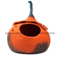 Nichoir pour chat en feutre de laine 100% fait main, en forme de citrouille, lit confortable pour animaux de compagnie, abri naturel et écologique pour animaux de compagnie