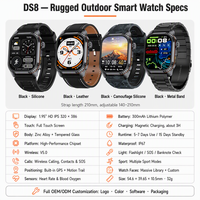 Montre connectée DS8, écran IPS 1,95 pouces 320x386, GPS, appels sans fil, IP67, robuste, alliage de zinc, lampe de poche, 32 Go, OEM, stock disponible en gros