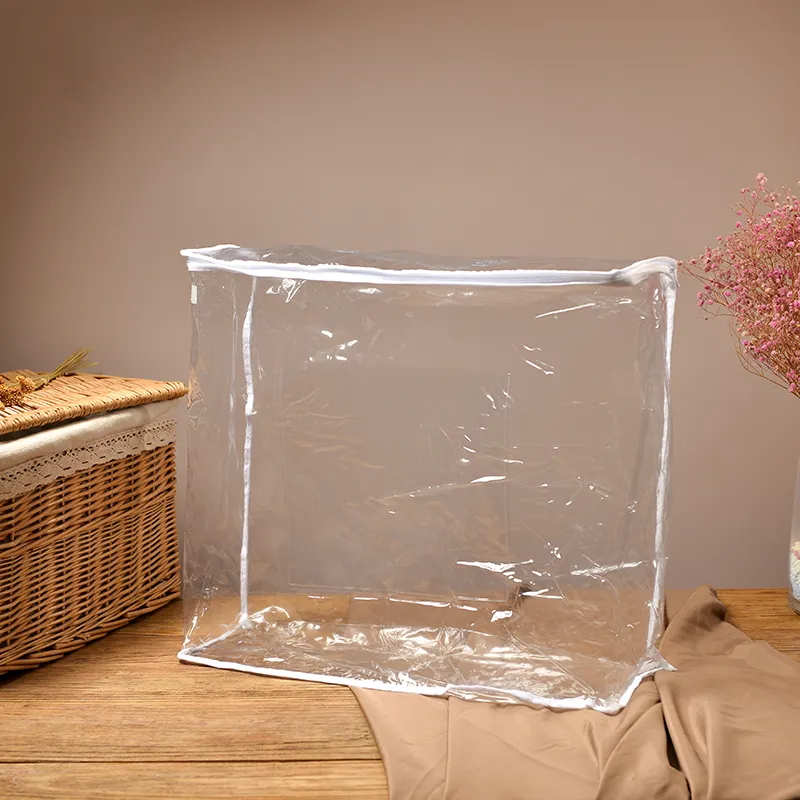 Borsa personalizzata in PVC per la casa in tessuto con cerniera per la casa, custodia e confezione, sacchetto di plastica trasparente, set di borse da quattro pezzi