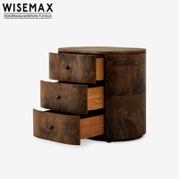 Meubles WISEMAX, meubles de chambre à coucher rétro, table de chevet en bois massif, table de chevet vintage à 3 tiroirs pour hôtel et maison