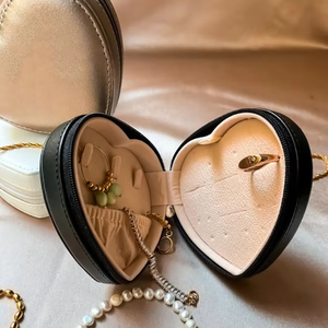 Eco-friendly Custom Portable PU Leather Jewelry Box Organizer Small Travel Case for <b>Rings</b> Earrings Wedding Gifts-Black - Product Image 4