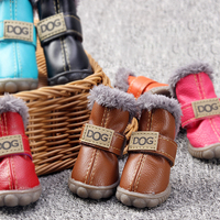 Sepatu Bot Anjing Gaya Teddy Musim Dingin Beludru Hewan Peliharaan Satu Set 4 Sepatu Bot Salju Anjing Beruang Pomeranian