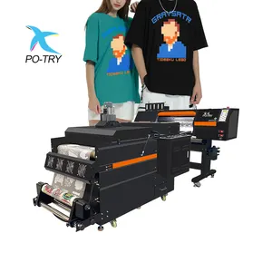 POTRY 2 Print Heads Tshirt Custom 60cm I3200 Digital Inkjet Heat Transfer PET Film Printer