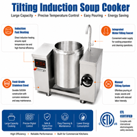 Cuisinière à induction certifiée ETL 15KW, cuiseur à soupe inclinable manuel à induction, bouilloire électrique à induction