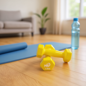 1.5KG Yellow Glossy Dip-Coated Hexagonal <b>Dumbbells</b> 109C Color Card Number - Product Image 2