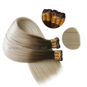 Added Length And Volume Russian Hand Tied Weft Human Hair Extension Thick End Raw Eco- Friendly Human Hair