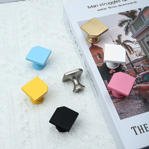 Creative Colorful Square Cabinet <b>Knobs</b> Zinc Alloy Modern Drawer Handle Single Hole Easy Installation - Product Image 1