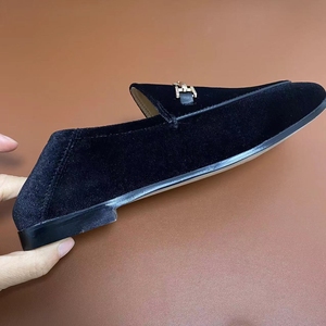 Mocassins plats pour femmes en velours et cuir d'agneau, chaussures décontractées à bout rond, personnalisables - Product Image 6
