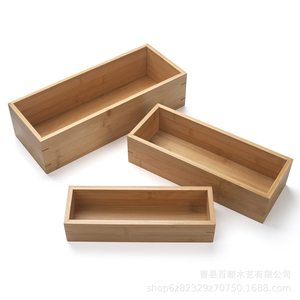Bamboo Storage Tray Set 3Pcs Rectangle Natural Wood Color For Bathroom Household Toiletries Organization - Product Image 5