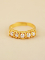 Bague de mariage demi-éternité en argent sterling 925 plaqué or avec perles Edison de qualité AAAA, vente en gros, bijoux pour femmes