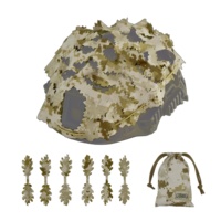 Housse de casque camouflage AOR2 Woodland Bionic, découpe laser irrégulière avec 6 feuilles de simulation supplémentaires et pochette