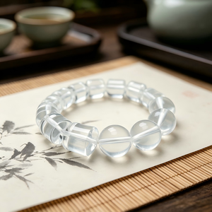 Bracelet unisexe élastique en cristal de quartz blanc naturel, perles tendance en forme de boule, pour la chance et l'énergie positive - Product Image 1