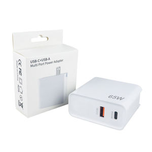 Зарядное устройство GaN 65 Вт с логотипом на заказ, <span class=keywords><strong>3</strong></span> порта USB Type-C PD, адаптер для ноутбуков и мобильных телефонов, вилка стандарта США, дорожный блок питания 65 Вт - Product Image 5