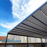 Toit à lames orientables entièrement automatique pour terrasse, pergola extérieure rétractable, coulissante et pliable, imperméable, en aluminium