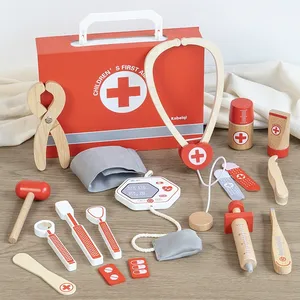 Ensemble de jeu de simulation de <span class=keywords><strong>docteur</strong></span> <span class=keywords><strong>en</strong></span> <span class=keywords><strong>bois</strong></span> pour enfants, outils médicaux éducatifs, jouets de jeu de rôle - Product Image 4