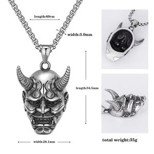 Collier pendentif Masque Demoniaque pour Homme, Bijoux Spirituels, Accessoires Crâne de Bête en Titane, Masque Hannya, Collier Pendentif en Acier - Product Image 2