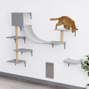 Eco-Friendly Modern <strong>Cat</strong> <strong>Wall</strong> Shelves with Wood &amp; Sisal <strong>Wall</strong>-Mounted <strong>Cat</strong> <strong>Tree</strong> and Stairs - Product Image 1