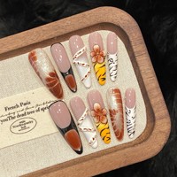 Uñas Postizas Largas Stiletto, 10 Piezas, Hechas a Mano, de Lujo, PMMA, Transparentes, Brillantes, Aurora, para Mujer, Venta al por Mayor, Calcomanías para Uñas OEM
