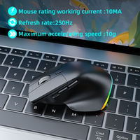 Mouse Gaming RGB Backlit Ergonomis Triple Mode Isi Ulang Daya, Mouse Laptop 6D untuk Kantor dan Komputer, Mouse Nirkabel 2.4G