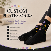 Chaussettes de yoga en coton de haute qualité pour femmes, chaussettes antidérapantes pour le Pilates, chaussettes mi-mollet personnalisées pour le Pilates pour femmes