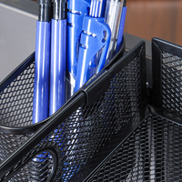 Organisateur de documents de bureau en maille métallique, support de rangement multifonctionnel pour dossiers avec porte-stylos