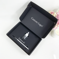 Boîte d'expédition en carton ondulé noir avec logo personnalisé, emballage écologique pour vêtements, soins de la peau, produits vestimentaires