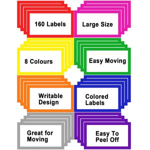 Large Blank <b>Moving</b> <b>Box</b> Labels 160 Sheets 8 Color Coding Stickers For Home Kitchen Storage <b>Box</b> Organization - Product Image 1