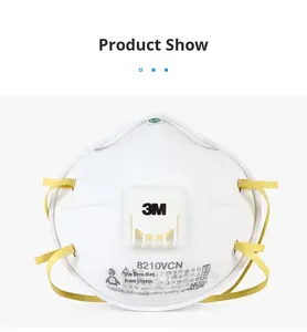 หน้ากากกันฝุ่นสำหรับหายใจ8210V หน้ากากป้องกันฝุ่นพร้อมวาล์วหายใจ PM2.5และป้องกันหมอกควันผ้าไม่ทอ - Product Image 3