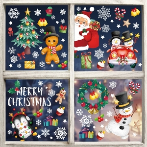 Ensemble de décorations de fenêtre de Noël avec motifs Père Noël et rennes, autocollants statiques pour vitres, décorations de fête et de vacances - Product Image 3