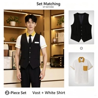 Chemise blanche à manches courtes unisexe, uniforme de serveur/serveuse, tenue de travail professionnelle, restauration, restaurant, salon de thé, pâtisserie, vêtements de travail