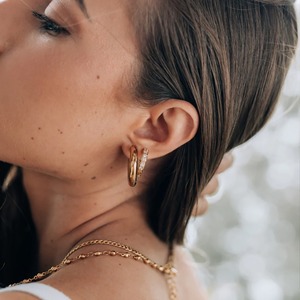 Aros Circulares de Acero Inoxidable con Baño de Oro de 18k, Diseño Geométrico para Mujer, Joyería de Moda - Product Image 1