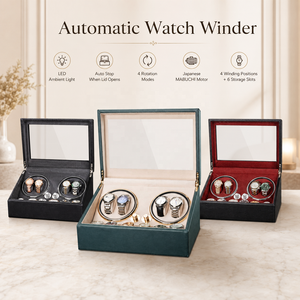 <span class=keywords><strong>Caja</strong></span> negra Logotipo personalizado de alta calidad Luz LED azul 10 ranuras <span class=keywords><strong>Caja</strong></span> enrolladora de <span class=keywords><strong>reloj</strong></span> automática de cuero con ventana - Product Image 1